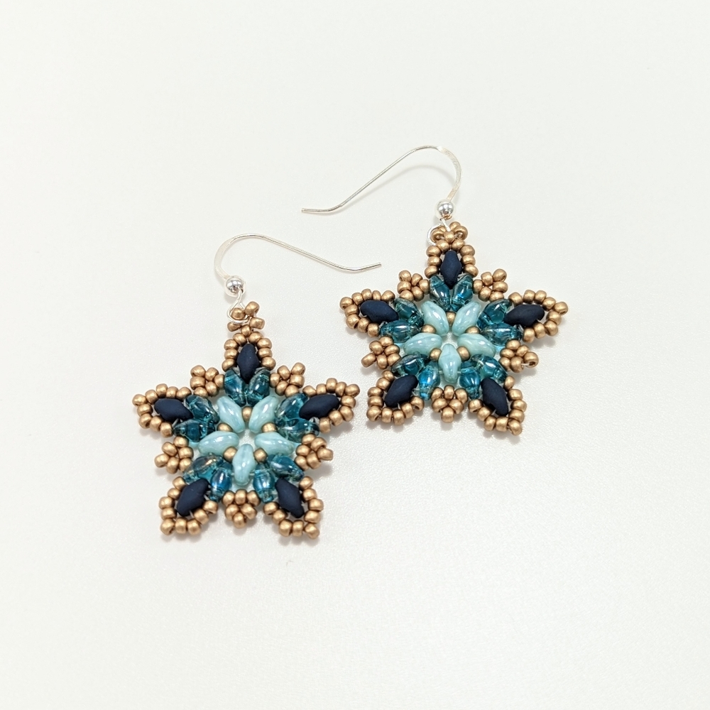 Handmade Beaded Star Earrings - Picture 1 of 3
